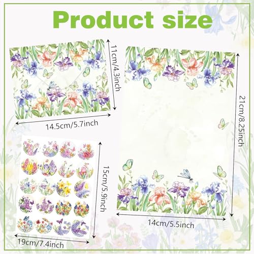 160 Pcs Stationery Paper Envelopes Set | Includes 50 Writing Paper & 50 Envelopes & 60 Stickers, Lovely Floral Letter Writing Stationery Paper Envelopes(10Style) - color: Wildflower 1