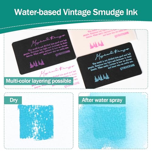 CraftyManor Masked Impression Mini Ink Pads for Stamps, Water Based Smudge Chalk Stamp Pad for Scrapbooking, Journaling, Card Making, DIY Craft Scrapbook Supplies for Adults (24 Colors) - color: Mini 24 Colors