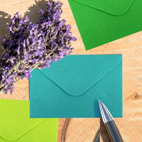 100 Pcs Gift Card Envelopes, Assorted Color Mini Envelopes with Gummed Closure for Business Cards Gift Cards Small Notes Cards (4 x 2.7 Inches) - color: 10 colors, size: 100 pcs