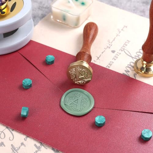 Initial Alphabet A Wax Stamp Set - 2pcs Wax Stamps Kit for Christmas, Thanksgiving, Envelope, Gift Wrap, Letter Sealing - style: Letter-A