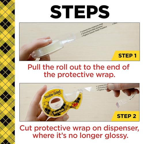 Scotch Double Sided Tape, 3/4 in x 1296 in, 2 Rolls (665-2P34-36) (Pack of 12) - size: 3 In (Pack of 12)