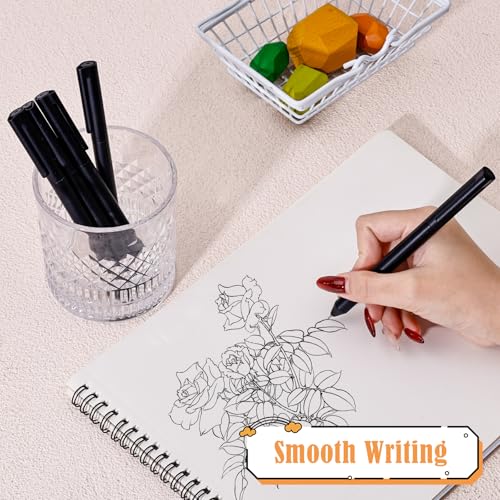 BAYTORY 8Pcs Gel Pens, 0.5mm Rotatable Fine Point Black Ink (Black) - color: Black