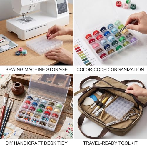 25 Slots Bobbin Box, Transparent Sewing Bobbin Organizer Storage Case