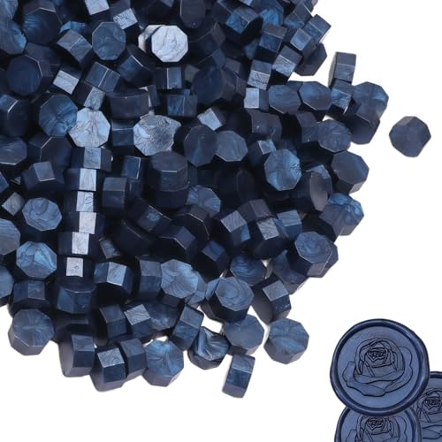 400pcs Navy Blue Wax Seal Beads Premium Sealing Wax Beads, Octagon Seal Stamp Pellets Refill Pack for Wedding Invitations Sealing Stamp Bead Xmas Gift Wrapping & Bridal Crafts (Navy Blue) - color: Navy Blue