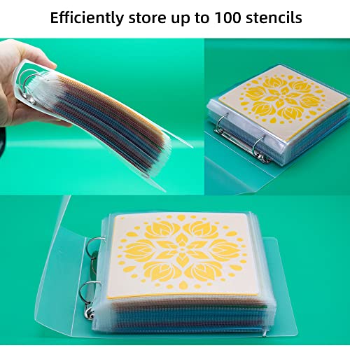 Cookie Stencil Storage Binder, Stamp & Die Cut Storage Binder with 50 Clear Sheet Protectors Holds 6"x6" Size - Clear Binder with D-Rings for Scrapbooking Die-Cuts, Embossing Folders Organizer