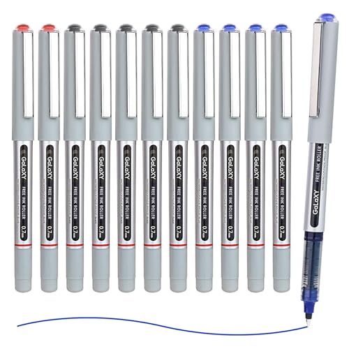 EYEYE Liquid Ink Rollerball Pens 12 Pack 3 Colors Black Blue Red 0.7mm Medium Point Pens Quick Dry Smooth Writing Pens for Journaling Office School Note Taking Supplies - color: 3 Colors, size: 0.7mm