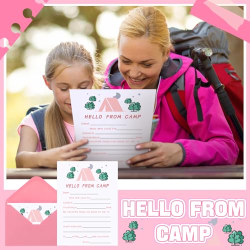 Honoson 48pcs/24set Camp Stationary for Girls, Cards and Envelopes