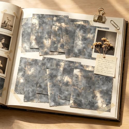 24 Sheets 12x12 Scrapbook Paper Vintage Double-Sided Decorative Patterned | 90 lb/160 gsm Retro Aeshetic Scrap Book Paper for Junk Journal, Decoupage, Card Making, Scrapbooking, DIY Craft Supplies - color: Grey