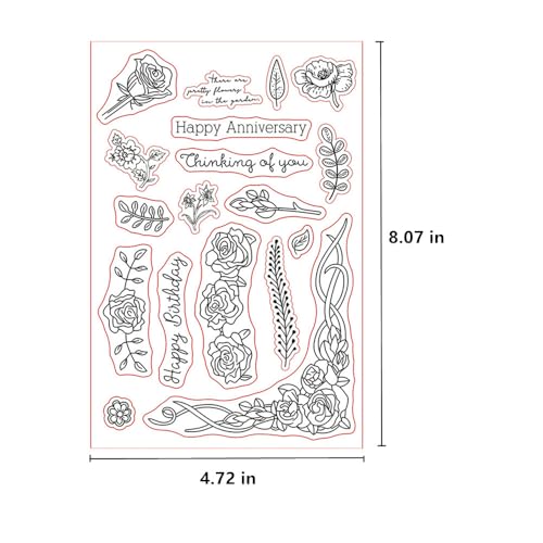 17pcs Blessings Flower Lace Clear Stamps for Card Making Decoration DIY Scrapbooking,Leaf Spring Silicone Transparent Seal Clear Stamps for Embossing Album Decor Craft. - color: 17pcs Blessings Flower Leaf Spring