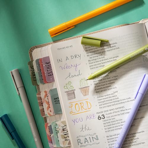 DIVERSEBEE Assorted Gel Ink Pens, 0.5 mm Gel Pens Fine Point (Cactus) | Cute Fine Tip Bible Pens No Bleed Through, Bible Study Journaling Supplies, 5 Pack Set - color: Cactus, size: 1 Count (Pack of 5)
