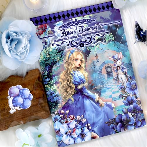 Snycler Sticker Book - 20 Sheets Vintage PET Stickers for Scrapbooking, Junk Journaling, Ephemera, and Decorative Crafts-Alice's Journey - color: Alice's Journey