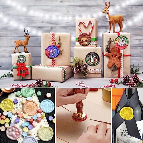 300Pcs Black Sealing Wax Beads Set for Wax Seal Stamp with Candles and Melting Spoon，Perfect for Christmas Cards, Envelopes, Wedding Invitations, Wine Packages, Letter Sealing (Black) - color: Black
