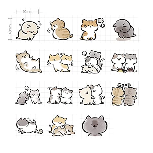 Small Size Laptop Stickers, 45pcs Doraking Boxed DIY Cute Pets Animals Stickers for Laptop Planners Scrapbook Suitcase Diary Notebooks Album (Naughty Cat)