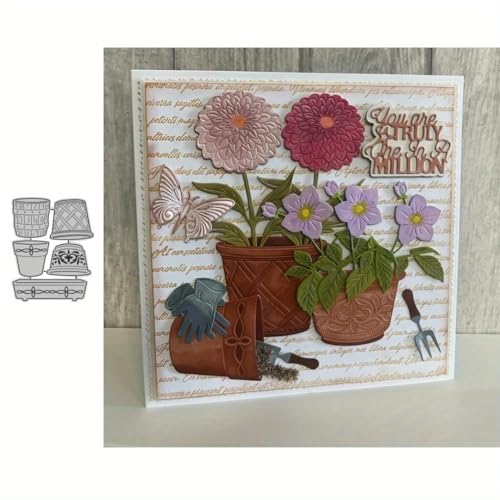 Lapoo Tool Metal Cutting Die for Scrapbooking - Durable, Cut Stencils for DIY Scrapbook Photo Album Decorative Paper Card, Card Making Supplies, Embossing (Pot for Flowers 4.3 x 3.4 in) - color: Pot for Flowers 4.3 x 3.4 in