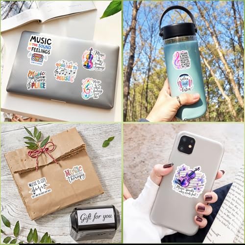 (12pcs-3in) Music Lover Sticker Funny Stickers Inspirational Music Gifts - color: Music Notes