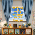 Engrowtic 7pcs Classroom Reading Corner Decor Set Includes 2 Curtains Panels 35x47in Window Backdrop, Reading is Your Window to the World Stickers, Motivational Bulletin Board Kit for Library School