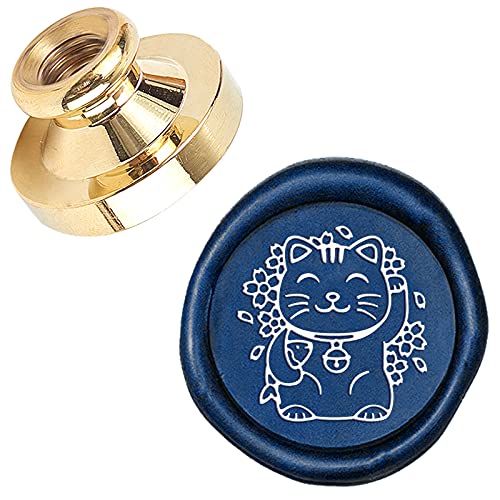 CRASPIRE Lucky Cat Wax Seal Stamp Head Replacement 25mm Vintage Sealing Wax Stamp Heads Only No Handle for Envelopes Cards Invitations Wedding Halloween Christmas Xmas Party - style: Maneki-neko