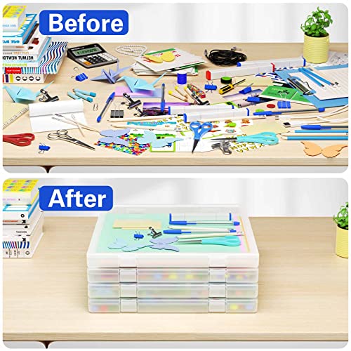 Denkee 12 x 12 Paper Storage, 4 Pack Scrapbook Paper Organizer Storage, Craft Organizers Box, Portable Storage Containers for Board Game, Craft, Art Supplies - style: 4 pack