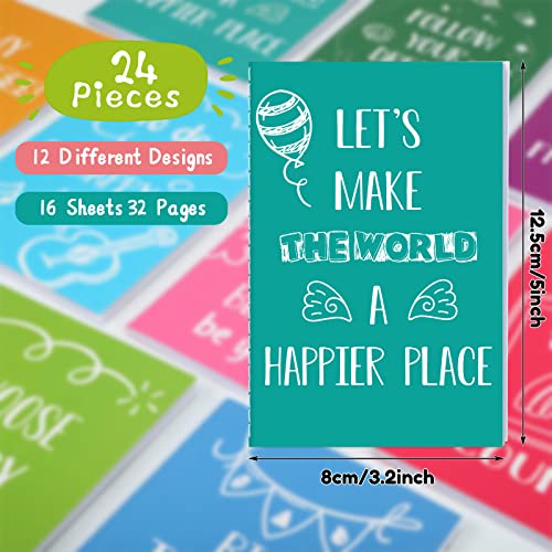Zonon 24 Pcs Mini Notebooks, 3.2 x 5 for Back to School,Happy Style | Small Lined Notepad, Pocket Colorful Journal, for The First Day of School Classroom Coworker Office Supplies - style: Happy Style
