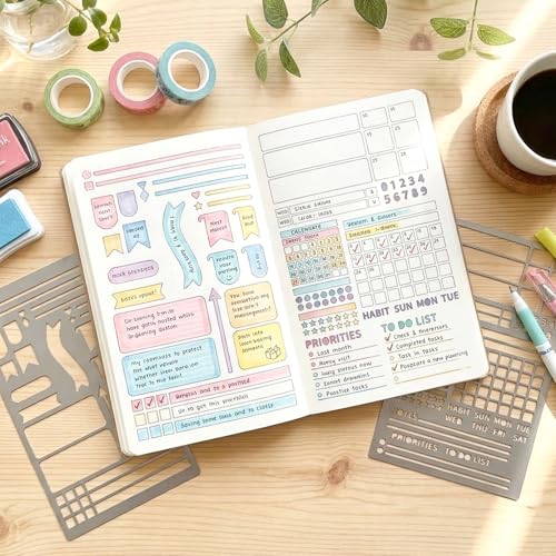Ymapinc Metal Stencils for Journaling, 2pcs Calendar Stencil for Planner