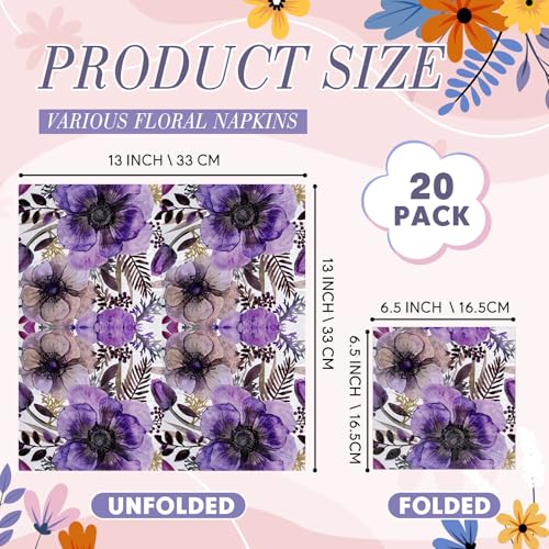 Crtiin 20 Pack Decoupage Napkins Floral Cocktail Decorative Paper Napkins - style: Style 5