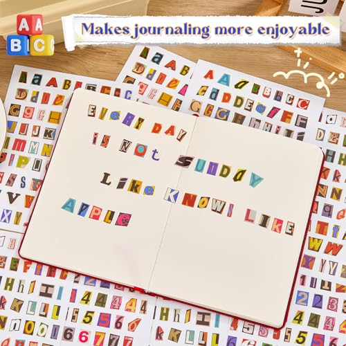 800 Pcs Magazine Letter Stickers for Scrapbooking, Vintage Number Alphabet Stickers, Waterproof Small Adhesive Letters for Junk Journal - color: Magazine Letter Stickers