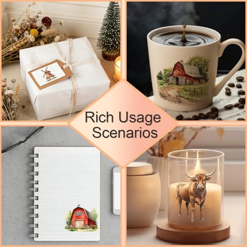 4 PCS Farm Animals Cuttable UV DTF Stickers - style: farm animals