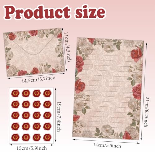 160 Pcs Stationery Paper Envelopes Set | Includes 50 Writing Paper & 50 Envelopes & 60 Stickers, Floral Letter Writing and Stationery Paper Envelopes(10Style) - color: Vintage Floral