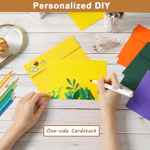 Silunkia 100 Packs 10 Assorted Colors Blank Cards and Envelopes 5 x 7 - color: Multicolor, size: 5x7-100pcs