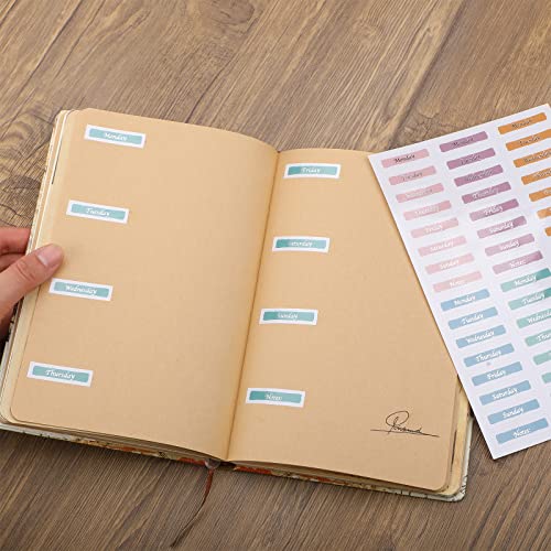 Pajean 480 Pcs Day of The Week Stickers for Planner,1.6 x 0.4 Inch,Square - style: Square