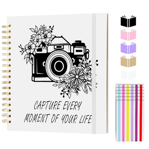 Scrapbook Album 12x12 inch, Travelling Journal Scrap Book Family Scrapbook Scrapbooking Supplies Kits Gift for Couples Anniversary Wedding (white, 12 x 12 inch) - color: white, size: 12 x 12 inch