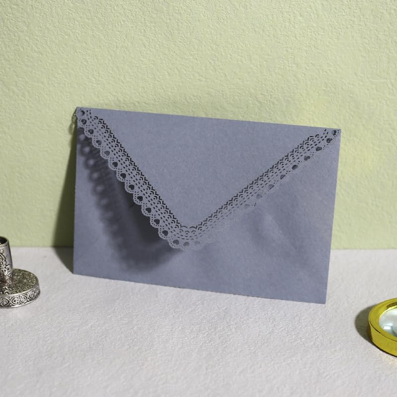10 pieces Lovely Makaron Color Vintage Hollow Lace Envelopes - color: Light blue