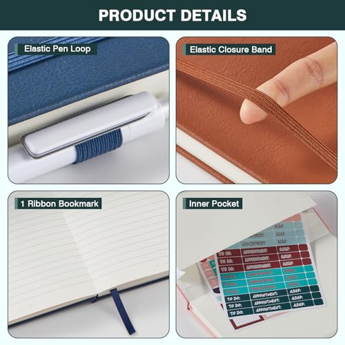 Hardcover Journal Notebook, A5 (5.7"x8.4"), 3 Pack 160 Pages Lined Journaling Notebooks with Pen, for Women, Men, Work, Writing, Travel, 100GSM Ruled Paper, School Office Supplies, Black, Red, Green - color: Black_green_red, size: A5