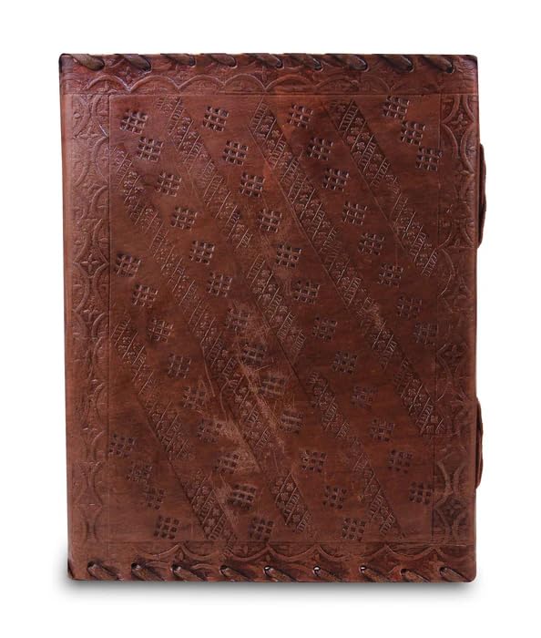 MaheTri 3 Stone Handmade Leather Journal with Lock – Vintage 3 Stone Design Genuine Leather Diary Notebook | Travel Journal Sketchbook Gift for Men Women