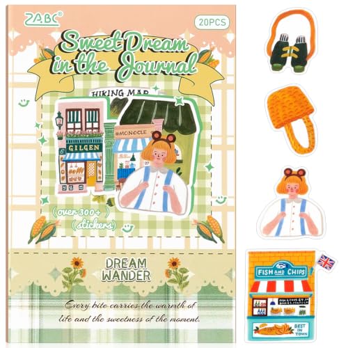 Uideyvi Dream Journey Series Sticker Scrapbooking Supplies for Junk Journal, 20 Sheets PET Stickers - Vintage Journaling Stickers - color: Dream Journey