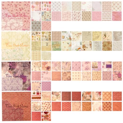 80 Sheet Colorful Scrapbook Paper Set, 4 Packs Decorative Paper，for Letter Writing，Scrapbook paper，Junk Journal Supplies，DIY Collage，Card Making Supplies，Collage Background - color: N