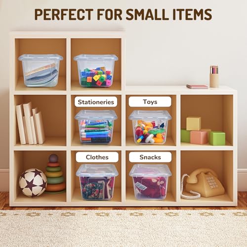 GAMENOTE 6 Quart Stackable Plastic Storage Bins with Lids, 6 Pack, Clear - color: Clear