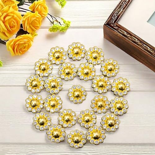 100Pcs Gold Pearl Rhinestone Buttons 14mm - color: 100 PCS Gold