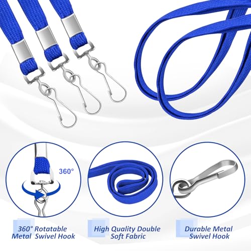 25Pcs Horizontal Name Tags Badge ID Card Holders and 25Pcs Flat Lanyards - color: Blue