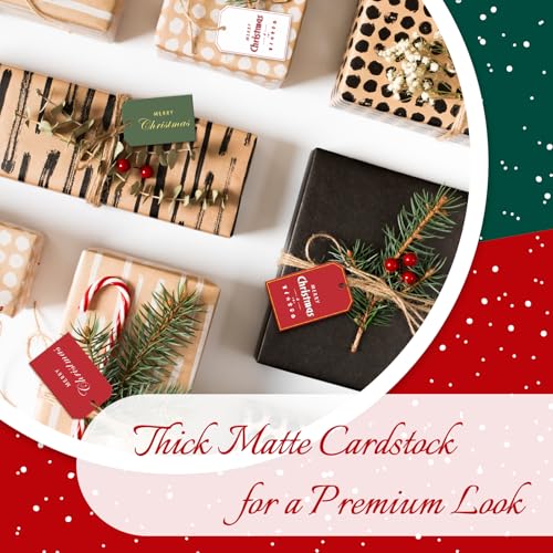 Christmas Gift Tags, 48 Thick Matte Cardstock Labels with String for Personalizing Your Holiday Presents, Spread Joy and Holiday Cheer with These Festive Christmas Name Tags
