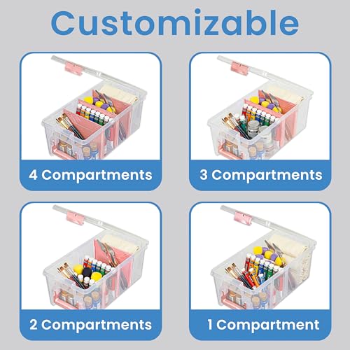 ArtBin Semi Satchel Portable Craft Organizer with 3 Dividers - Clear Plastic Storage Case for Art & Craft Supplies | 3 Removable Dividers, 15.2 x 8 x 6.2 Inches, Secure Latches, Carry Handle, Clear Durable Polypropylene - color: Rose Gold, size: Pack of 1