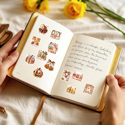 Fall Autumn Cute Stickers - 50 Pcs Pumpkin Decals Bulk - style: Fall