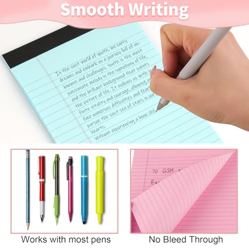 Legal Pads 5" X 8", 6 Pack Colored Note Pads,College Ruled Lined Paper Pads - color: Yellow