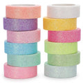 TIESOME 12 Rolls Glitter Washi Tape Set,15mm Macaron Cute Colored Tape - style: Style2