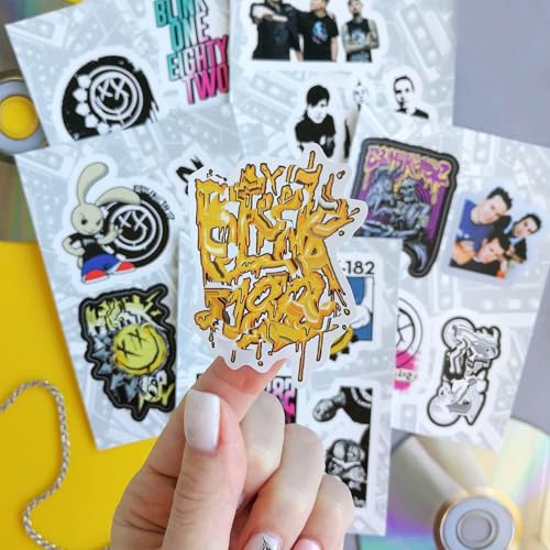 Stickers for Adults, Rock Band Stickers Skateboard, 35 Pieces of Strong Adhesive and Waterproof Decals, Guitar and Laptop Decals for Teens, Gifts for Women & Men - color: Bl1nk 182