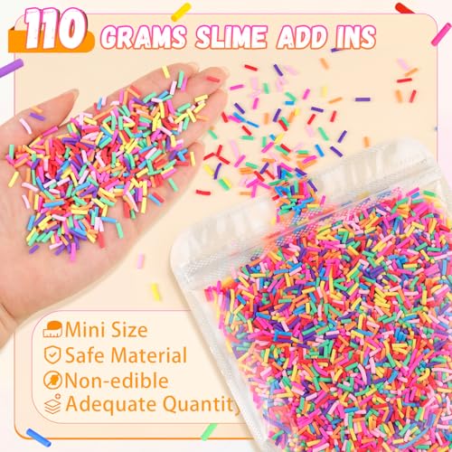 110g Non-edible Slime Mix Ins Slime Add Ins, Fake Sprinkles Slime Charms A - color: Colorful Sprinkles D