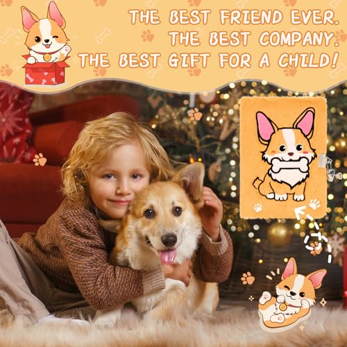 Corgi Diary with Lock, Dog Gift Set for Girls Ages 6-8 - style: Corgi