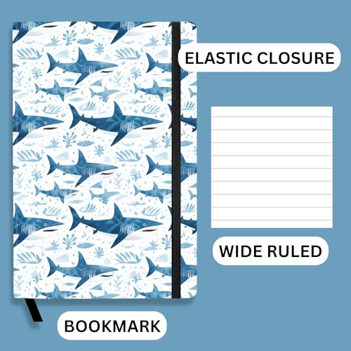 RICCO BELLO Wide Ruled Hardcover Diary Journal, Blue Shark - color: Blue Shark