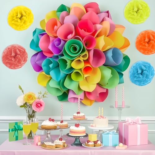 PLULON 60 Sheets Colorful Tissue Paper Bulk for Gift Bags Flower Packaging - color: Mixed Colors