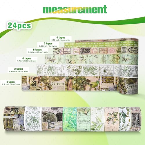 24 Rolls Flower Decorative Washi Tape Set (Secret Garden Series) - color: Secret Garden Series